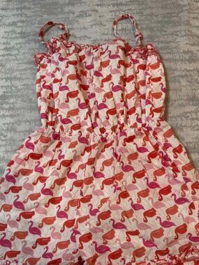 Mini Boden Pink Flamingo Print Romper 8-9Y